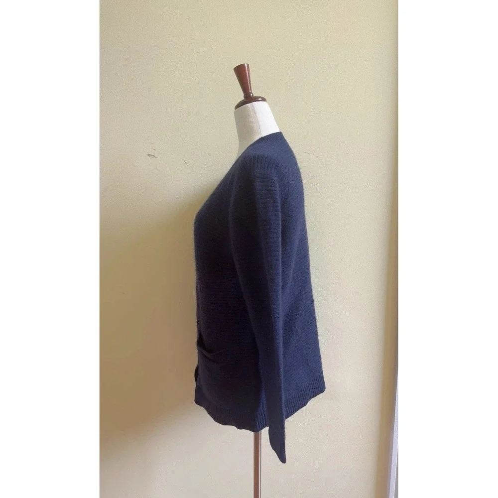 Lands' End Girls 100% Cashmere Cardigan Sweater Size L 14-16 Navy Blue